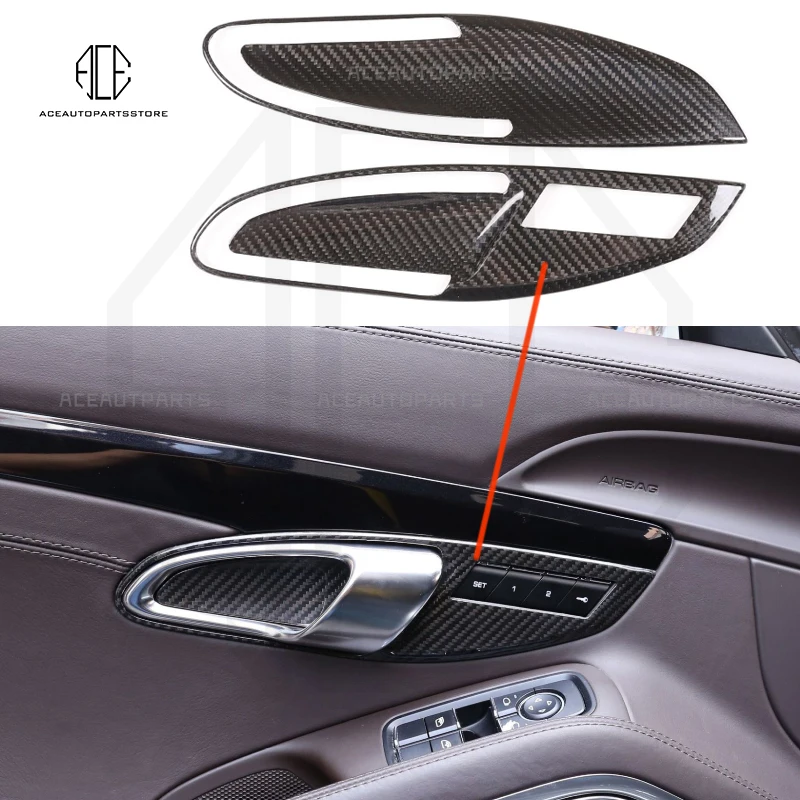 Real Carbon Fiber Inner Door Handle Bowl Panel Trim For Porsche 718 Cayman Boxster 911 2012-2019