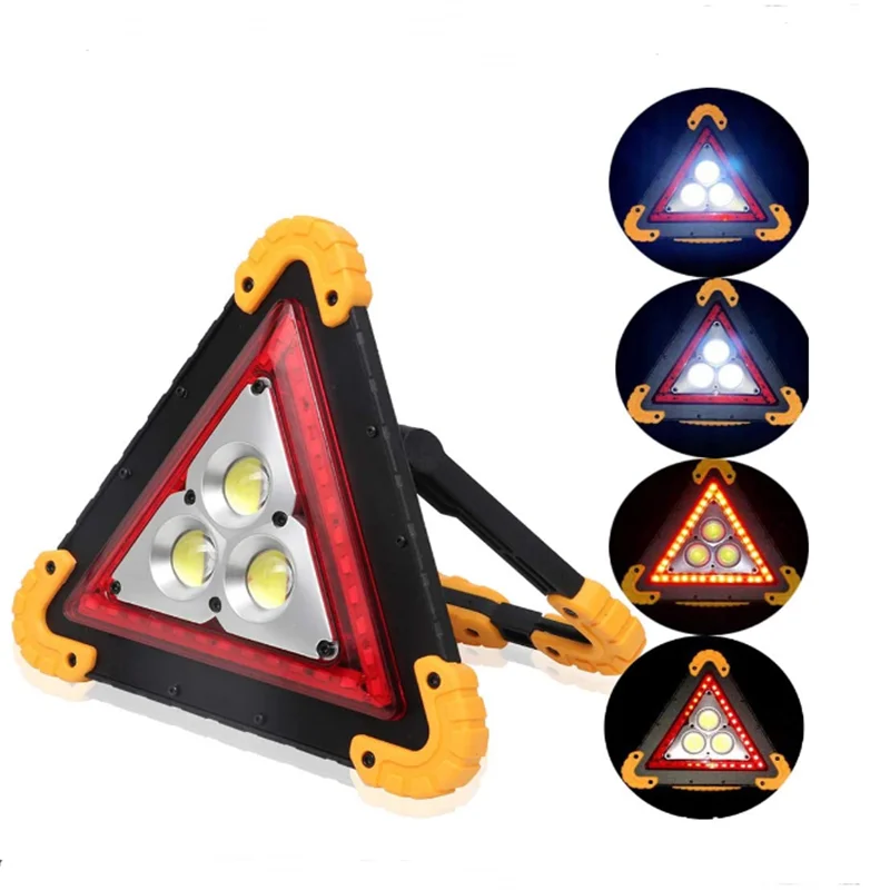 

40W LED Portable Work Light Emergency Warning Flashlight Traffic Warning Light Triangle COB Rechargeable Portable Handle