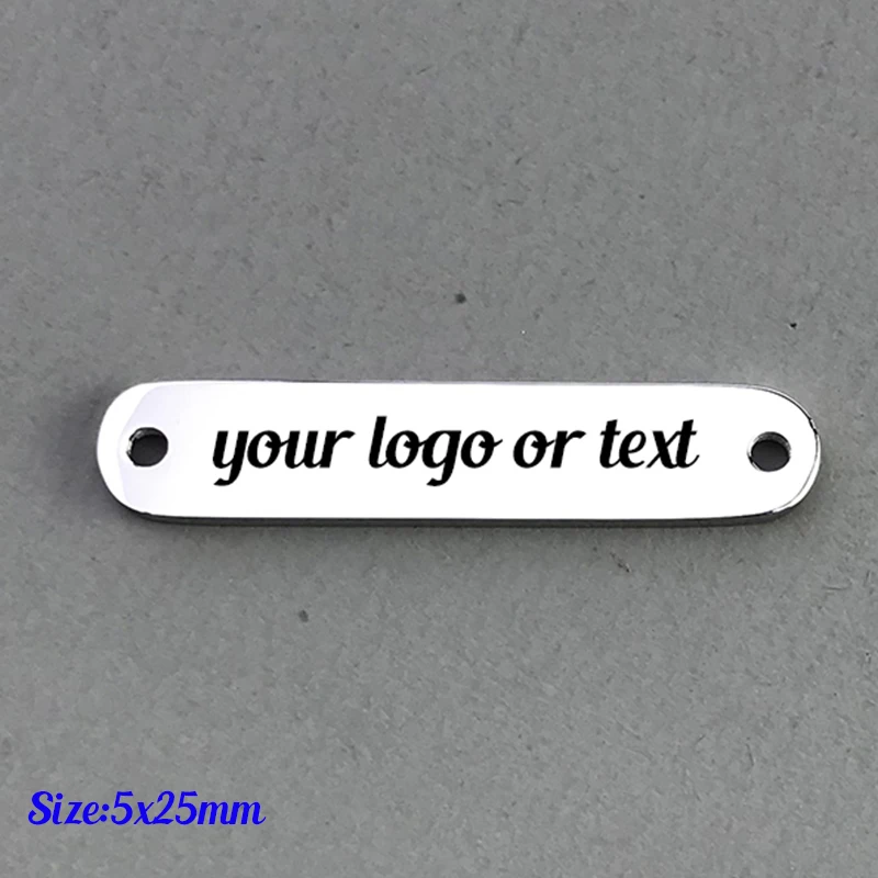 MaiLun 50pcs 5x25mm Laser Engraved Logo Plates Logo Connector Stainless Steel Bar Engravable Cloth Label Handmade Accessories