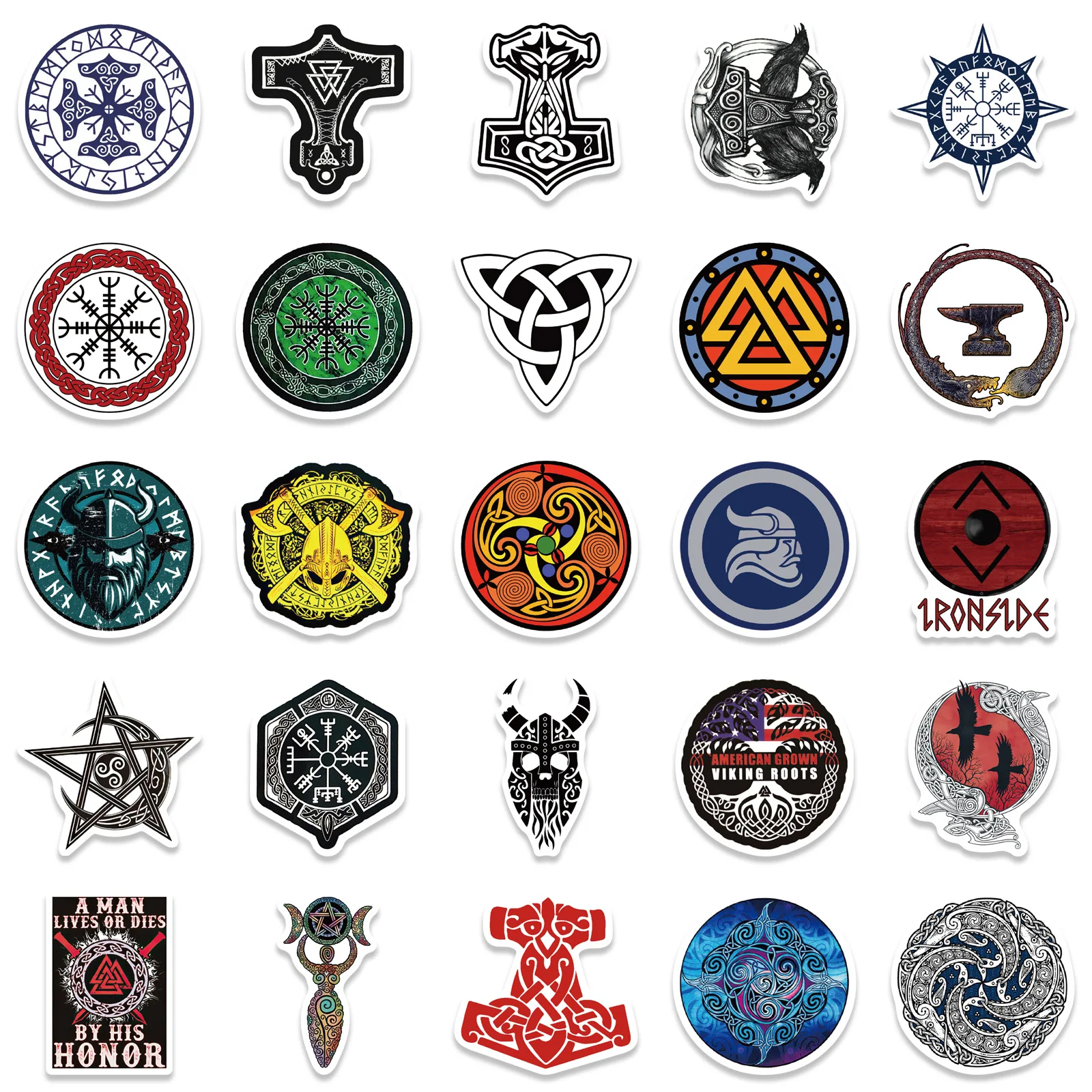 10/30/50pcs  Viking Totem Stickers  Compass Ornamentation Tree Of Life Fridge Guitar Skateboard Travel Suitcase Phone Laptop