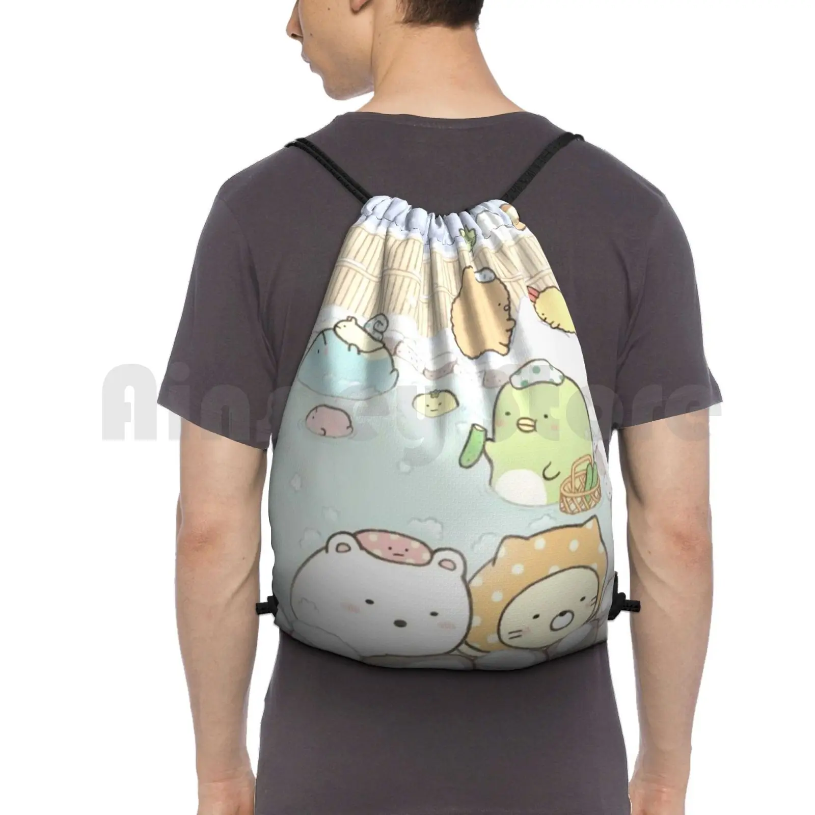 

Sumikko Gurashi 2 Backpack Drawstring Bag Riding Climbing Gym Bag Hakucat Haku Cute Colorful Pattern Japan Anime Anime