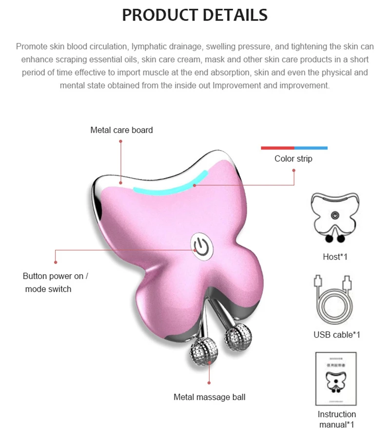 Face Lifting Device LED Light Microcurrent skin rejuvenation Anti Wrinkles Anti Aging Guasha Scraping Facial Massager