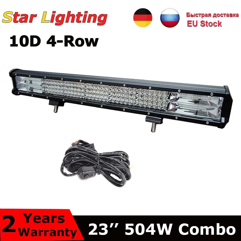 

22-23inch 504w quad rows movable bracket Led work light high power 10D LED light bar offroad 4x4 Truck car light 12V 24V