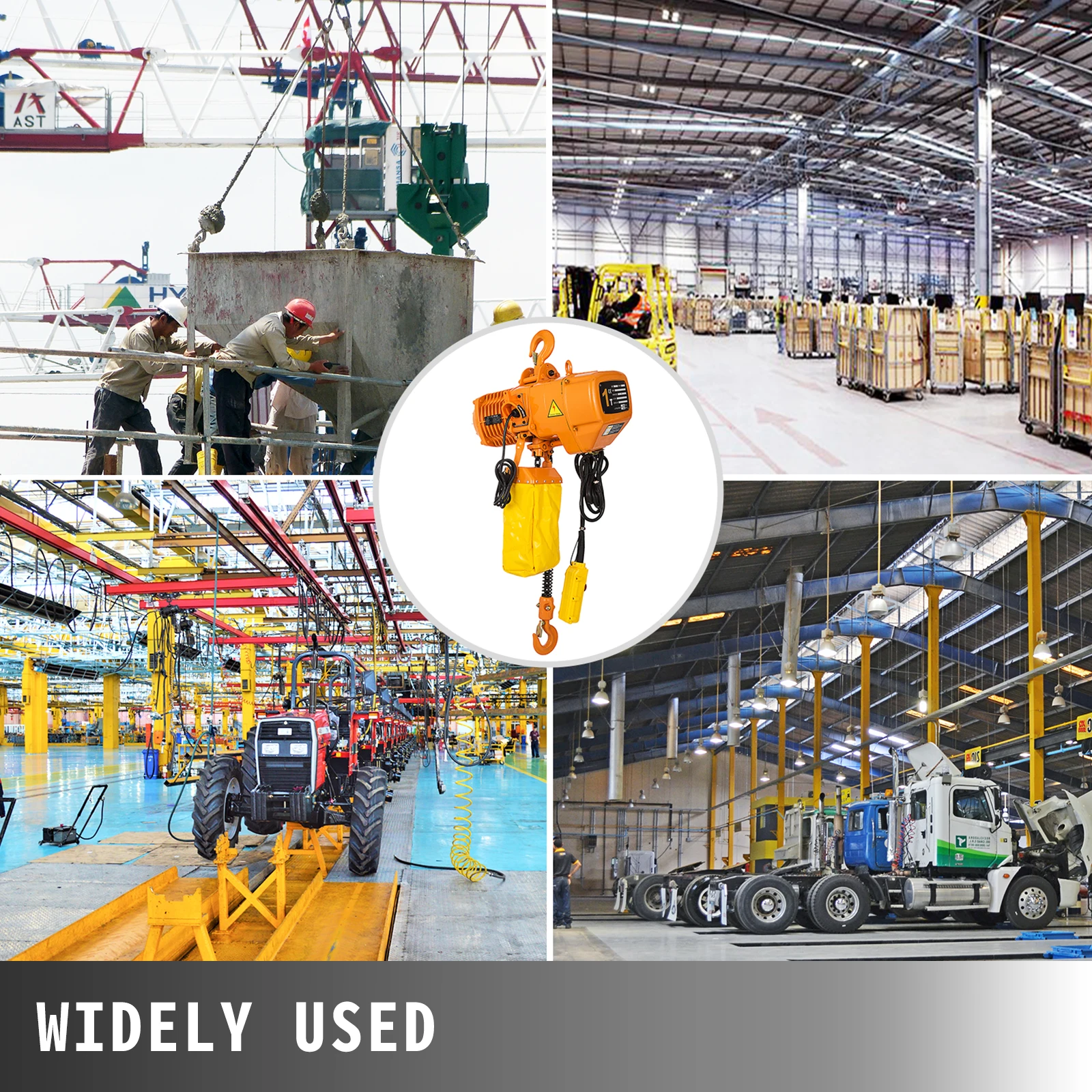 VEVOR 0.5/1Ton 1 PHASE Industrial Electric Chain Hoist 3M High Heavy Duty Cranes Hoists with Limit Switch Hot Forging G80 Hook