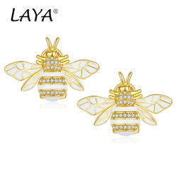 Laya Silver Earrings For Women Pure 925 Sterling Silver High Quality Zirconia bees Fine Jewelry Handmade Enamel 2021 Trend