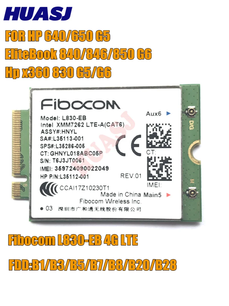 HUASJ L830-EB 4LTE WWAN Card For HP L35286-005  XMM 7262 LTE-Advanced Cat6 300Mbps for 640 650 G5 840 846 850 G6 X360 830