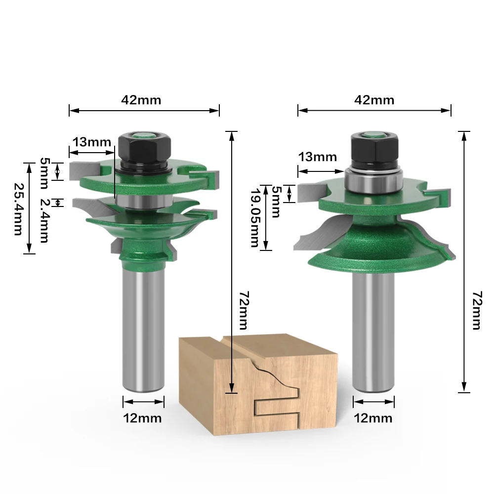 2PCS 12mm Shank high quality Raised Panel Cabinet Door Router Bit Set - 2Bit Ogee Woodworking cutter woodworking router bits