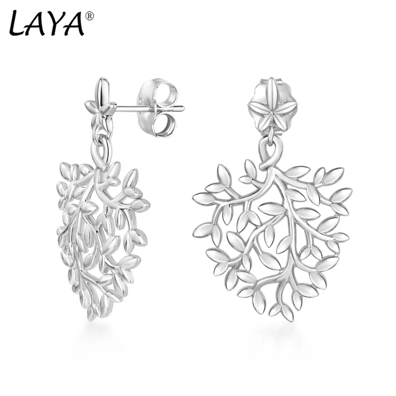 

Laya 925 Sterling Silver Christmas Gift Irregular Unique Design Leaf Drop Earrings For Women Fashion Jewelry 2021 Trend