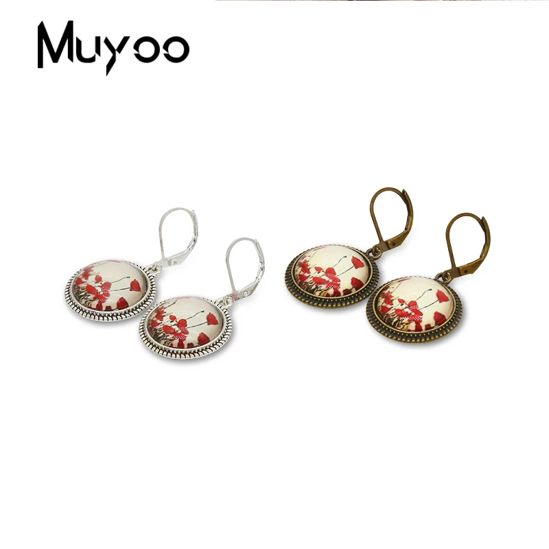 2019 New Polish Folk Pattern Dangle Earring Geometric Art Vintage Earring Glass Dome Jewelry