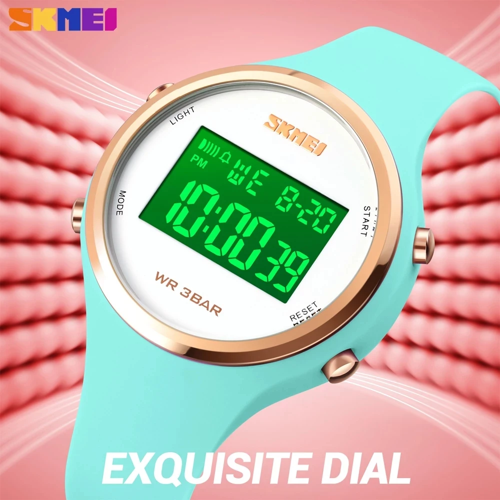 SKMEI Brand Women LED Display Elecreonic Watch Fashion Silicone Black Alarm Digital Wristwatches Gifts Reloj Mujer