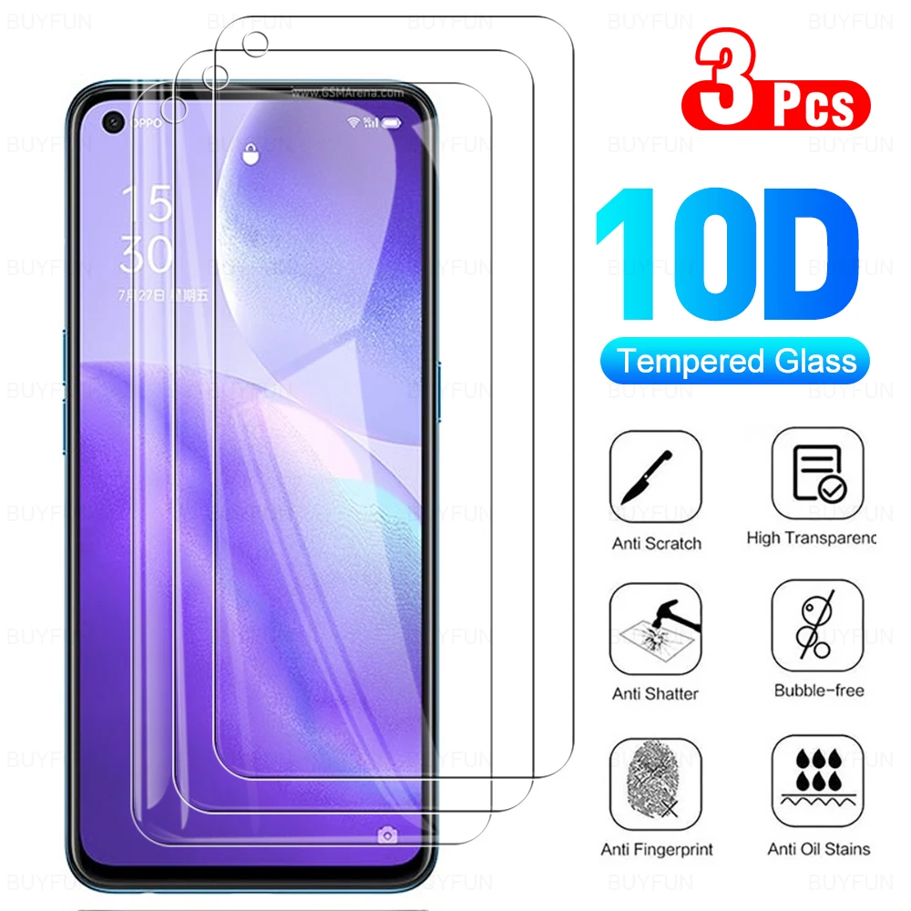 3pcs hd clear tempered glass for oppo reno5 reno 5 lite light z 5z 9h premium smartphone screen protector film cover 6.43''