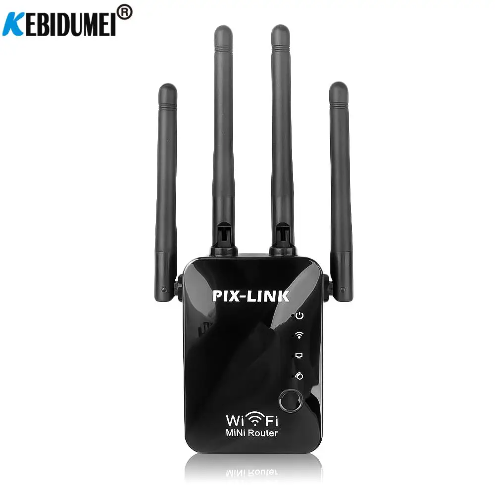

Kebidumei WiFi Repeater Extender 300Mbps Router 2.4GHz Wireless Range Extender Router Power Booster 2 External Antenna