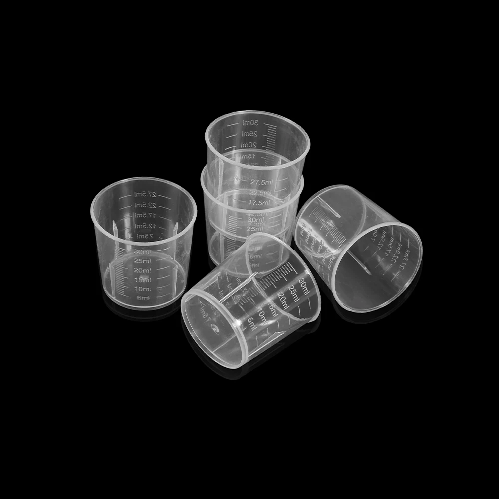 20pcs 30ml Transparent Plastic Measuring Cups Disposable Liquid Pot Container For Epoxy Resin Silicone Mold DIY Jewelry Making