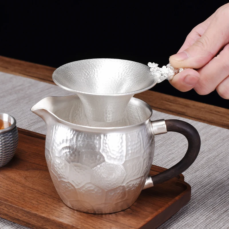 Imagem -04 - Ameixa Bloom Sterling Silver 999 Tea Mesh Leak Handle Infuser Net Filtro Buraco Separador de Água Kungfu Teaconjunto Filtro Ferramenta