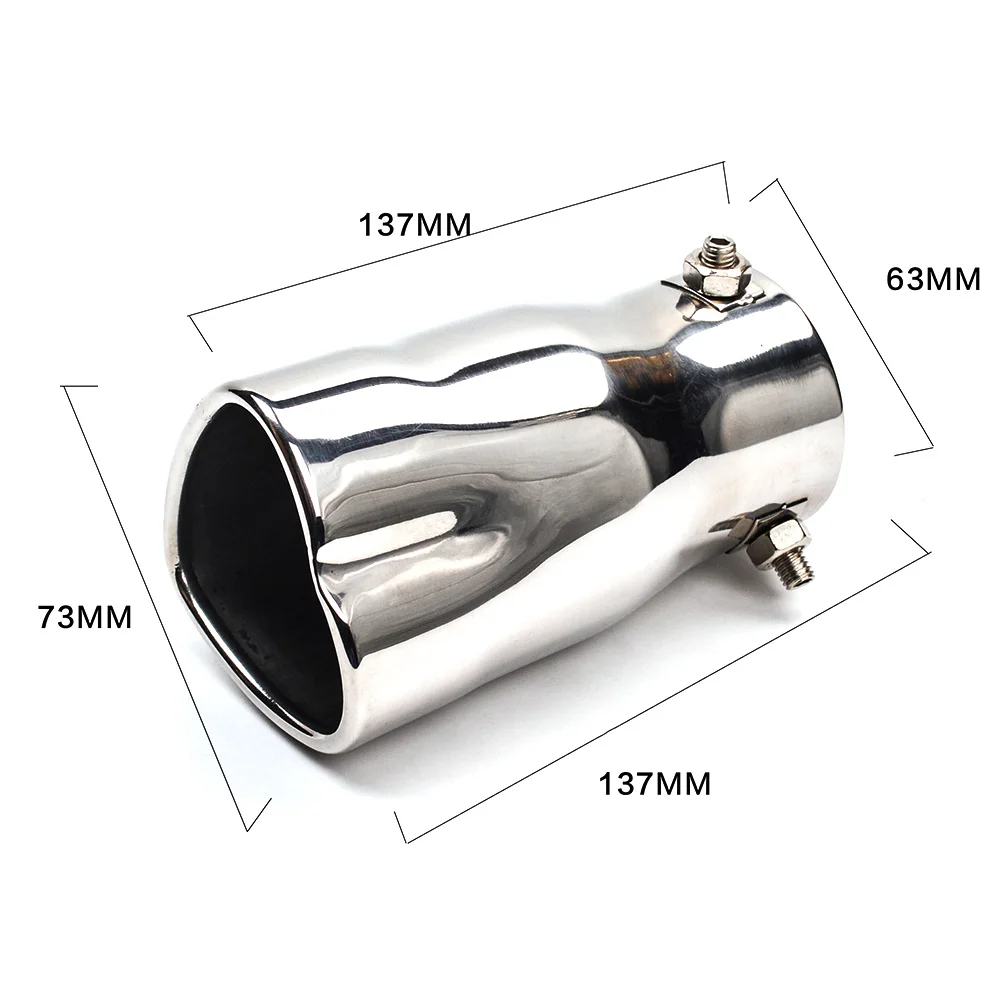 63mm/2.48'' Universal Car Heart-shaped Exhaust Tailpipe Muffler Tube Stainless Steel Slip On Chrome Colorful Style Accessories