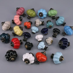 1PC Colorful Ceramic Cabinet Knob, Drawer Pull & Handle Pumpkin Design Porcelain Handle Cupboard Door Knob Kids Furniture Pull
