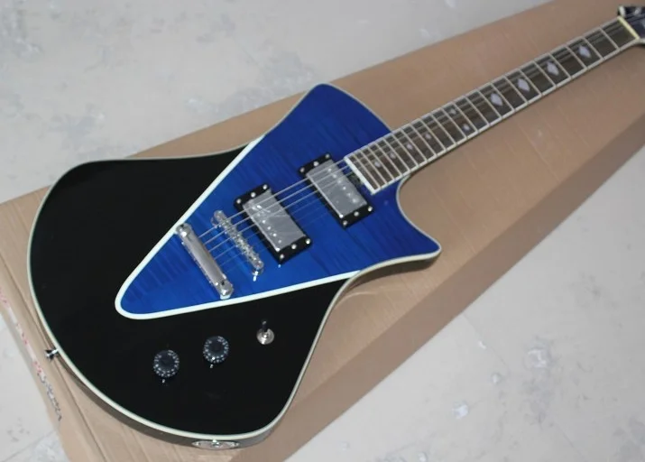 Two color blue black 22 electric guitar self locking string button rosewood finger board fan inlay free delivery