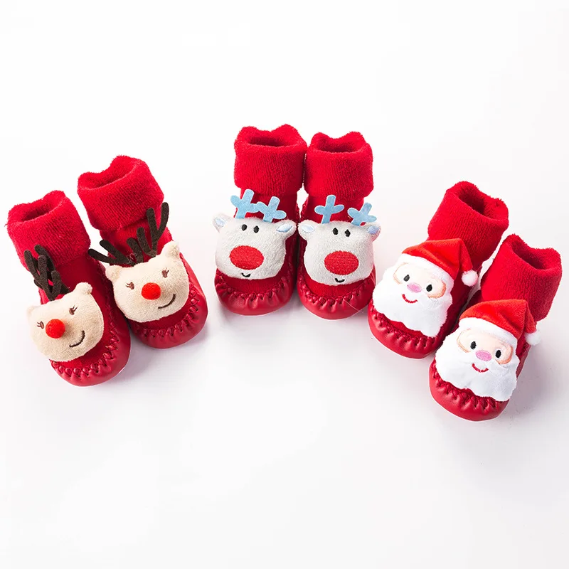 2020 Baby Girl Boys Socks Shoes Warm Winter Christmas Floor Socks Anti-Slip Baby Step Socks Child Casual Baby Shoes