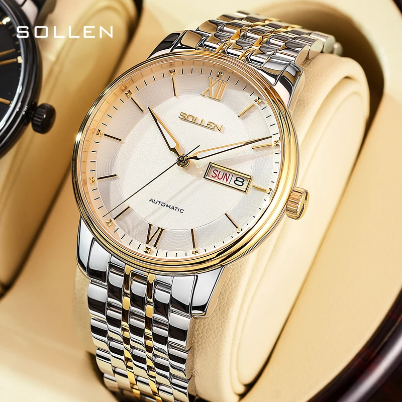 Switzerland Luxury Brand SOLLEN Japan Import NH35A Automatic Mechanical Men's Watches Sapphire Luminous Ultra-thin Clock SL9050