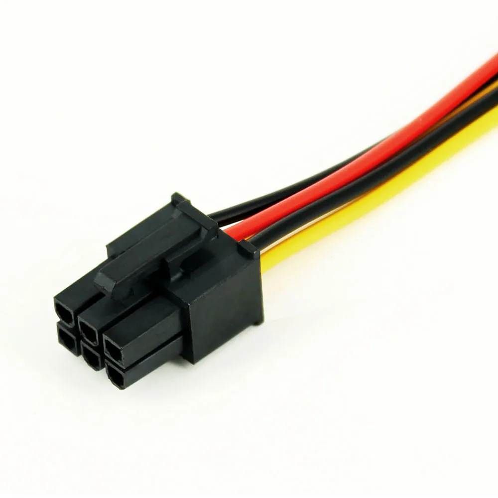 Oulx สายต่อพ่วงตัวผู้แบบสอง4Pin ตัวผู้ถึง6ขา17ซม. สำหรับอะแดปเตอร์สายไฟคอมพิวเตอร์เครื่องขุด PC กราฟิกการ์ด