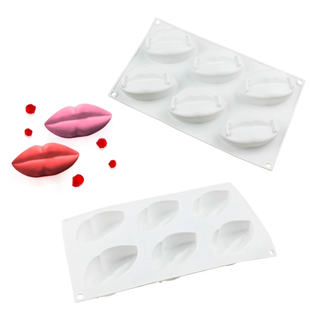 Sexy Lips Dessert Chocolate 3D Cake Mold 6 Holes Art Mousse Silicone Mould Moule Baking Pastry Silikonowe Moule Pan