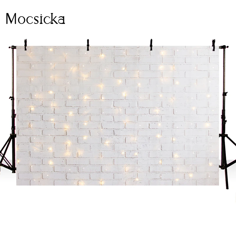 Mocsicka Photography Background White Brick Wall Decoration Props Can Be Used For Valentine's Day Photo Backdrop Banner