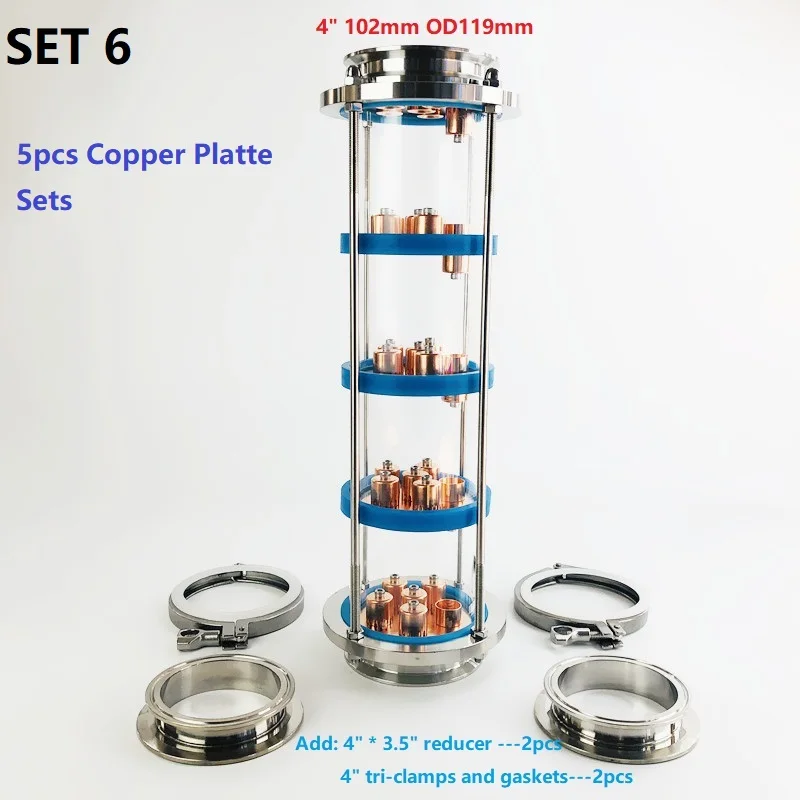 Imagem -06 - Conjuntos de Coluna de Lentes de Destilação Tri-clamp Sight Glass Union Aço Inoxidável 304 Pcs Copper Plates in Novo