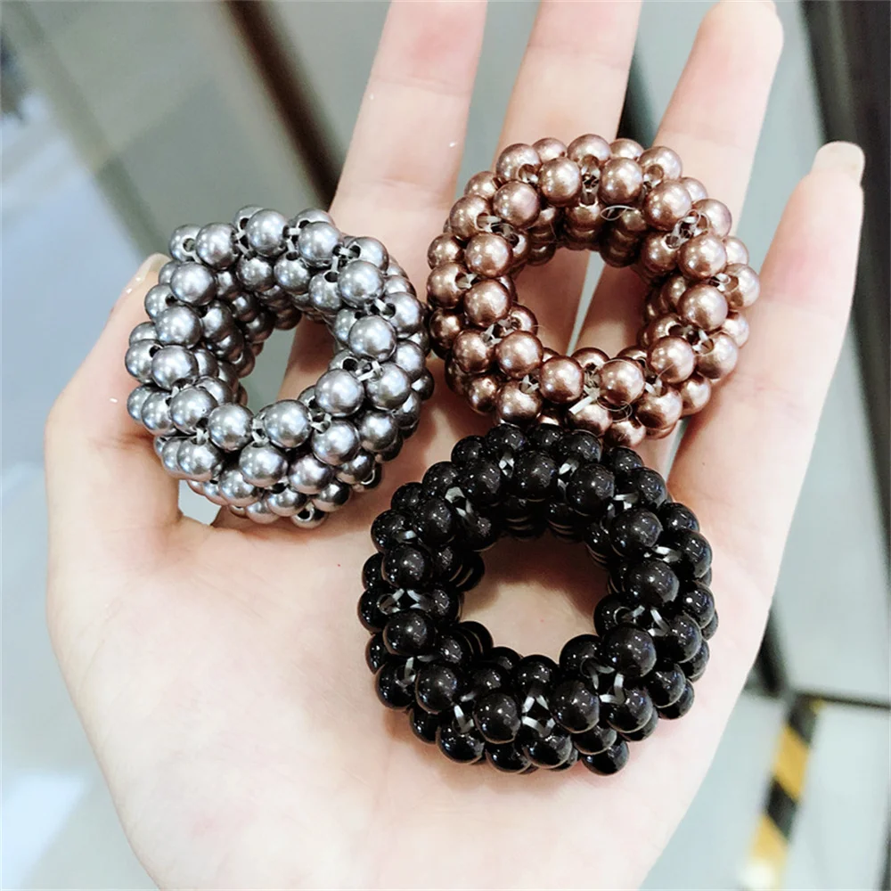 Pearls Beads Hair Ties Elastic Hair Bands For women Hair Rope Scrunchies Ponytail Holders Rubber Hair Accessories