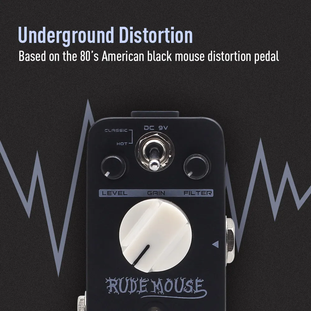 SONICAKE Rude Mouse True Bypass Underground Overdrive Distortion Fuzz Guitar Effects Pedal QSS-18