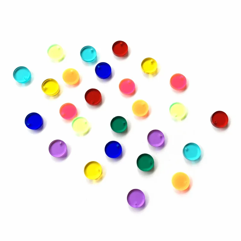 (20pcs/pack) 12mm 14mm 16mm Acrylic Transparent Color Coin Shape Flat Round Studs For Earrings DIY Accessories Wholesales