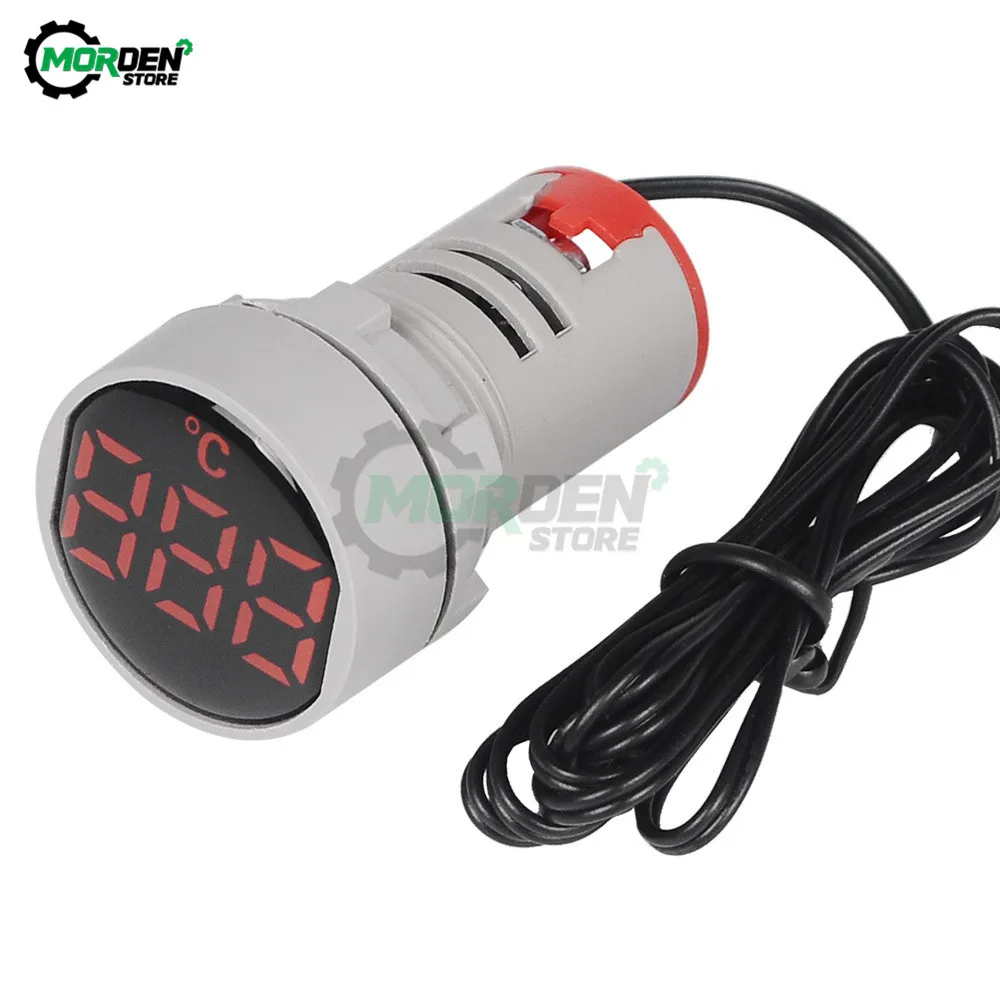 22mm Mini LED termometro digitale 20-119 Celsius 50-380V AC rotondo piccolo Display indicatore pilota misuratore di temperatura della luce Dropship