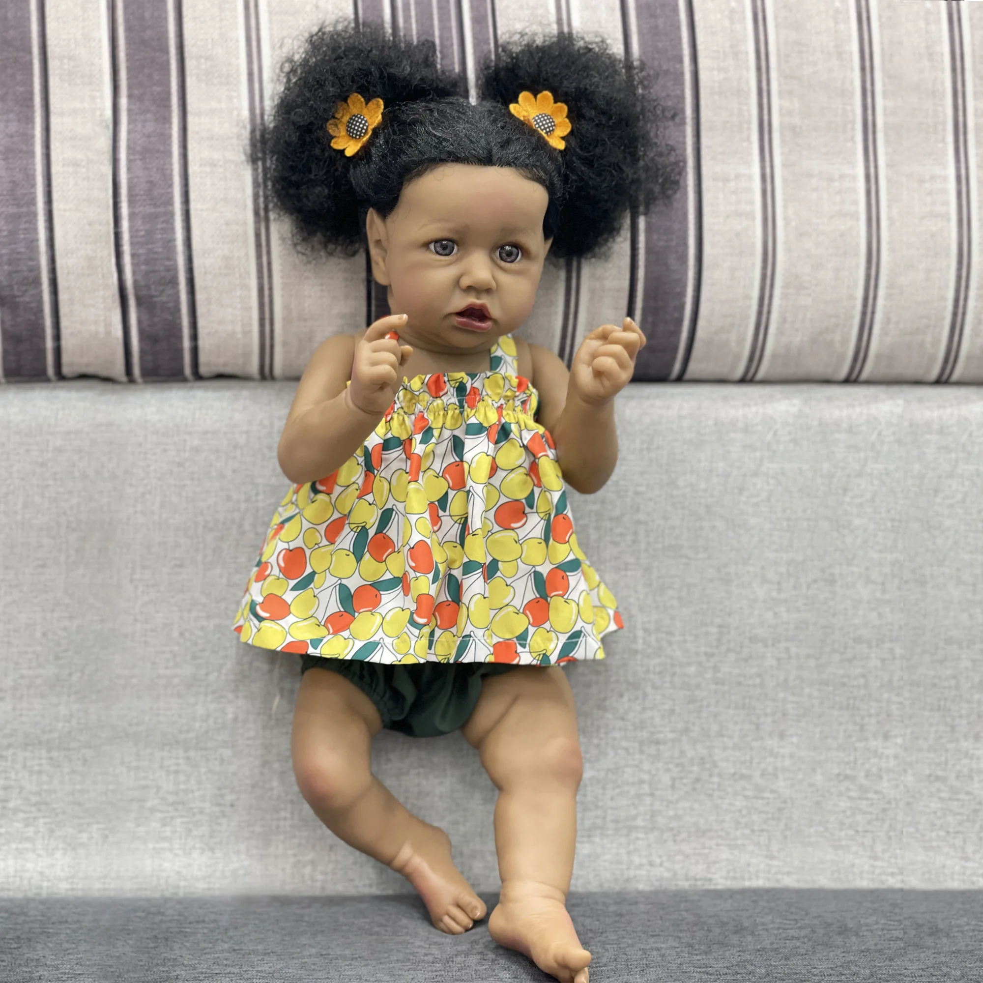 African Saskia Bebe Reborn Dolls Newborn Toy For Children Soft Vinyl Silicone Boneca Renascida Brinquedo Pode Tomar Banho