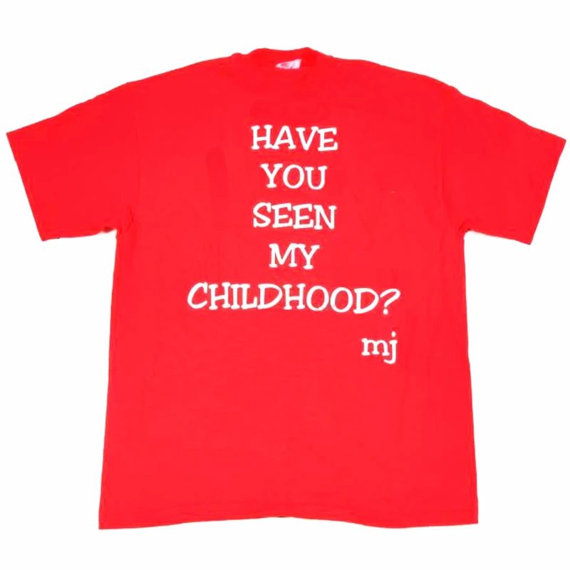 MJ Michael Jackson Have You Seen My Childhood Tee Tshirt Red&White