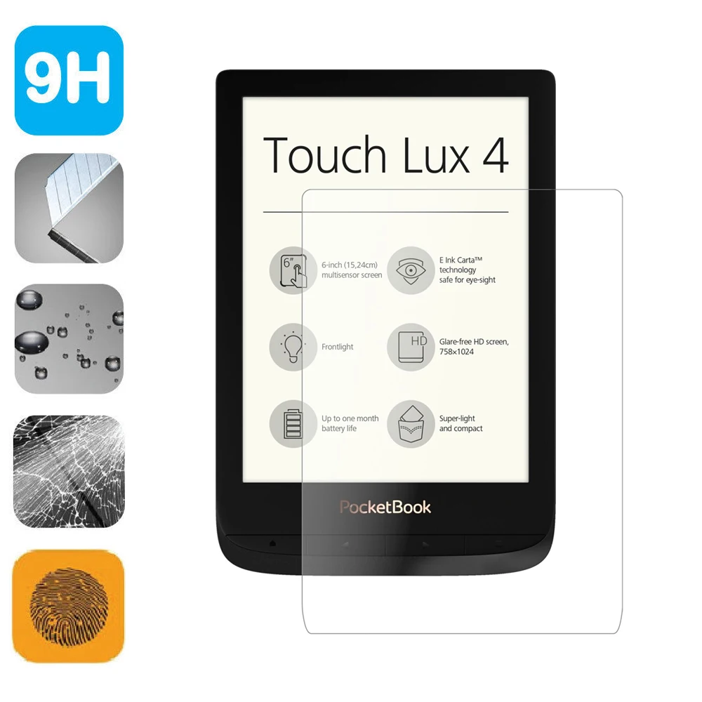 

9H Tempered Glass LCD Shield Film 6 inch Screen Protector for Pocketbook Touch Lux 4 Basic Lux 2/HD 3 Pocketbook 632/627/616