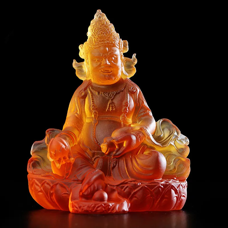 

11cm Buddhist Suppliers Resin Yellow Tsanbala Tranic Nepal Efficacious God of Wealth Home Putting Decorate Statue