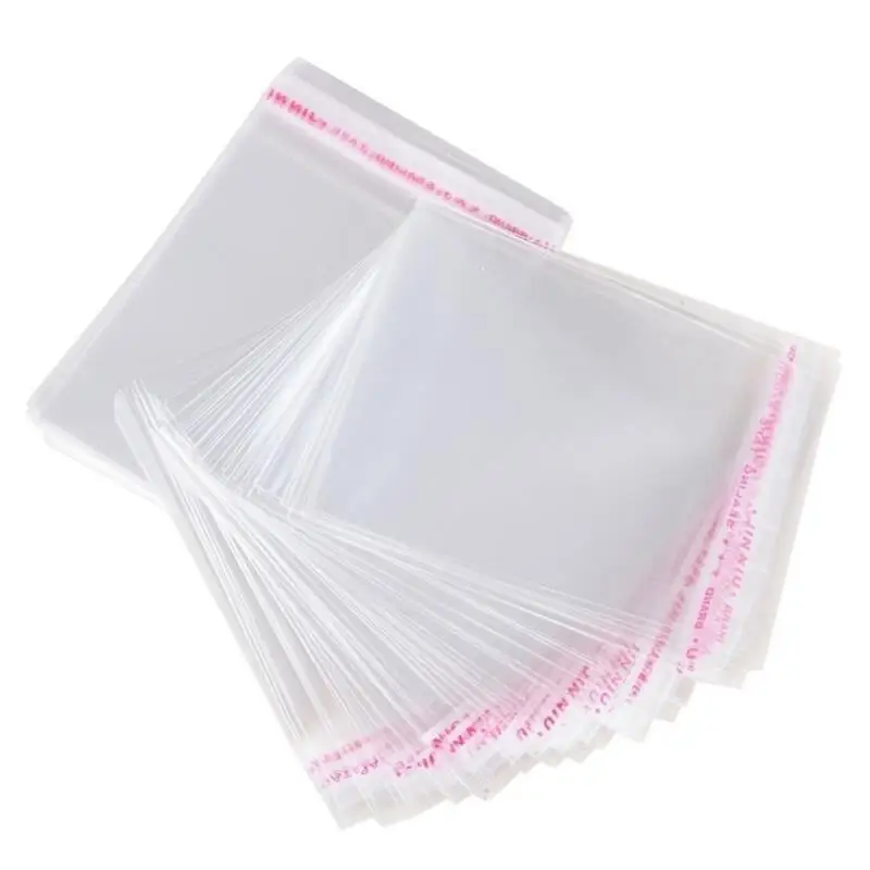 100/200PCS of transparent self-adhesive cello ziplock bag packaging thickened transparent cellophane OPP plastic polyethylene