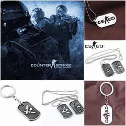 CS GO Necklace Counter Strike CSGO Logo Dog Tag Silver Color Pendant Fashion New Statement Stainless Steel Jewelry Men Wholesale