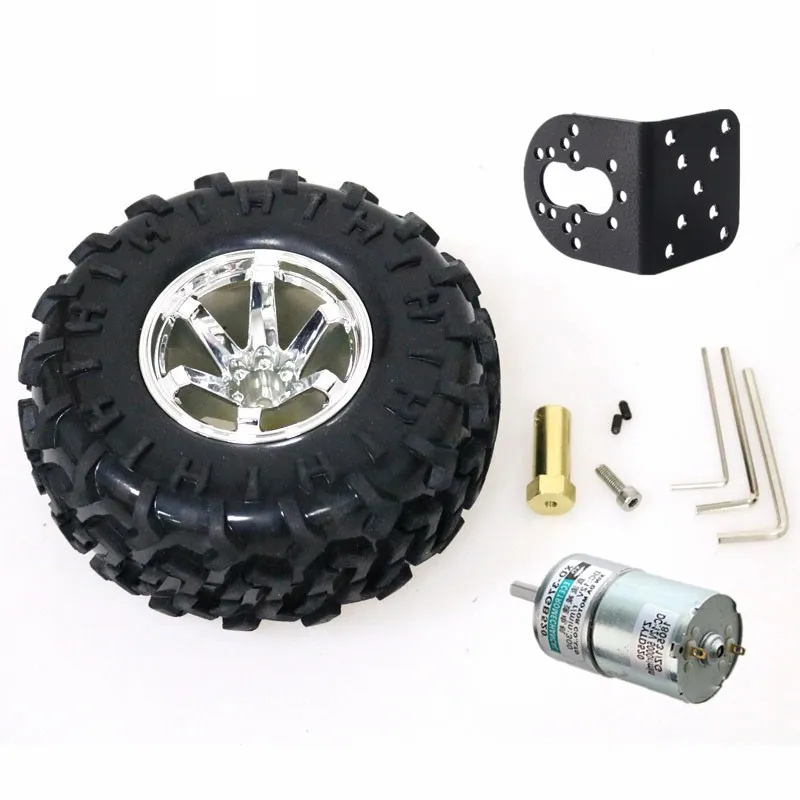 130mm Plastic Wheel Set Wheel+Motor+Bracket Off-road Tire for 2wd/4wd Car Chassis  Intelligent Car Chassis Robot Accessories