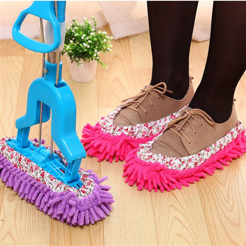 1PC Bathroom Floor Shoes Covers Top Fashion Special Offer Polyester Solid Dust Cleaner Cleaning Mop Slipper  home cleaning