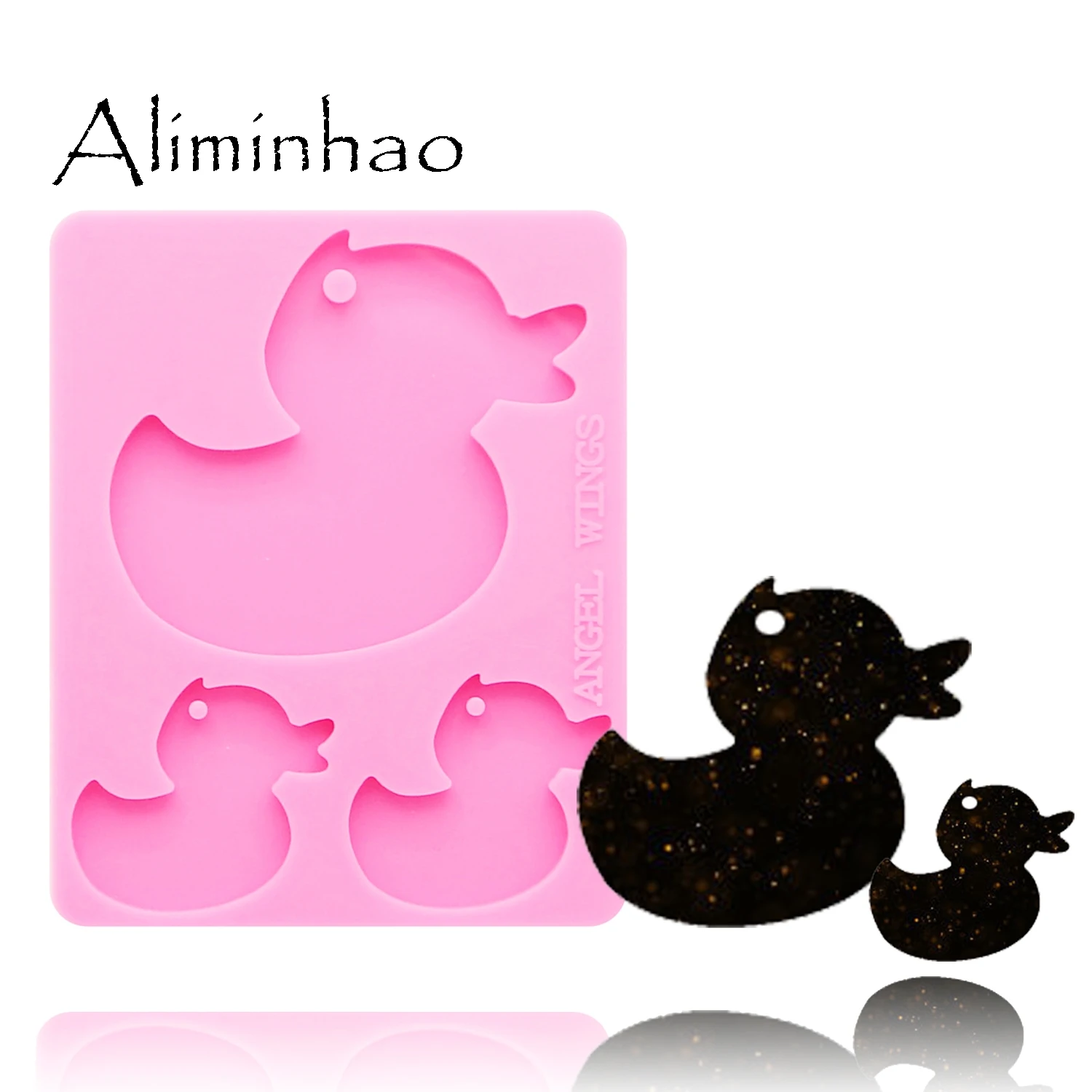 

DY0121 Shiny duck mother/baby family Keychain silicone molds DIY epoxy resin molds for jewelry Decorative Craft Mold wholesale