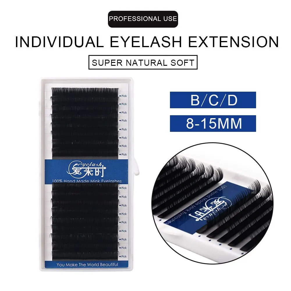 NEWCOME 16 Rows Natural Soft Eyelashes Faux Mink All Size Eyelash Extension 7-16mm Mix Cilios False Lashes Makeup Tool