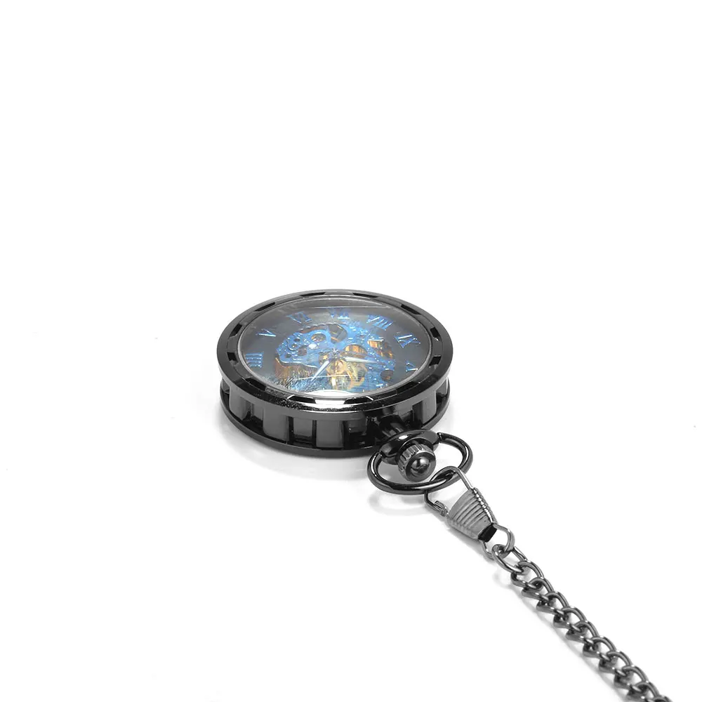 8936 Retro wheel blue scale Roman scale large pocket watch court creative gift value exquisite flip pocket watch