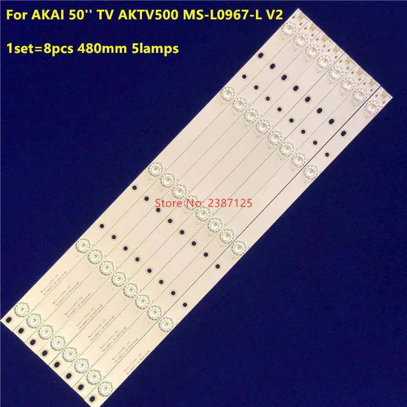 8PCS 3VLED Backlight Strip for AKAI 50'' TV AKTV500 MS-L0967-L V2 V3 A3 M200 TB D 0X R72-50D04-017-13 CODICE A BARRE 21MQ300D