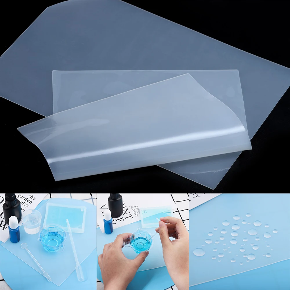 Transparent Silicone Pad Clear Mat Resin Pad Sticky Plate for DIY Epoxy Craft Jewelry Making Tool Non-slip Heat Resistant Reusab