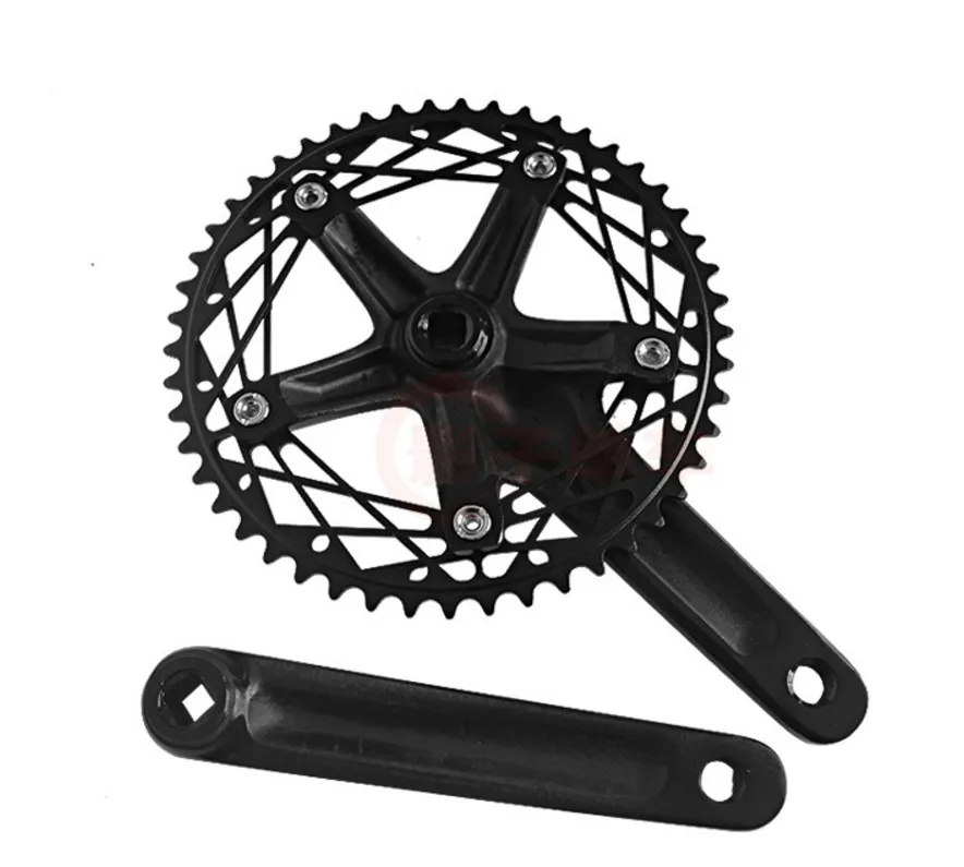 1 set Fixed Gear Crankset 7075 Single Speed Track Bike 130BCD 49T 170mm vintage cranks CNC Black Fixed Bike