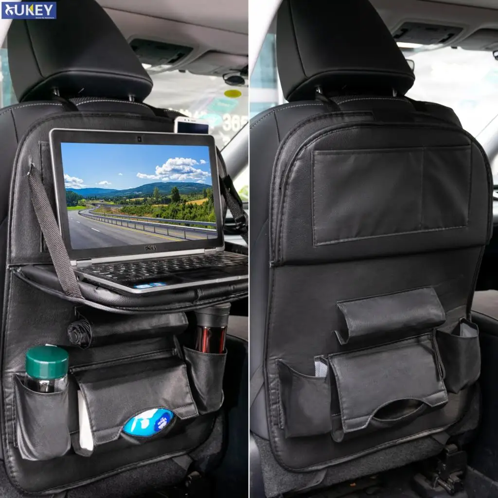 Car Seat Back Storage Bag Organizer Travel Holder Multi Pockets Auto Car Accessoires Hanging Tray Tablet phone iPad Laptop Tidy