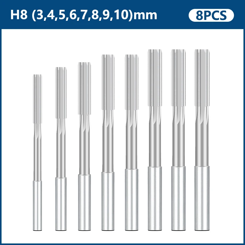 XCAN HSS M35 Machine Reamer H8 Straight Shank Chucking Reamer 2/2.5/3/4/5/6/6.5/7/8/9/10/11/12mm Milling Reamers