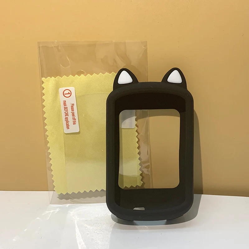 Garmin-funda protectora con orejas de gato para bicicleta, protector de silicona con dibujos animados, para GPS, ordenador, película de pantalla,