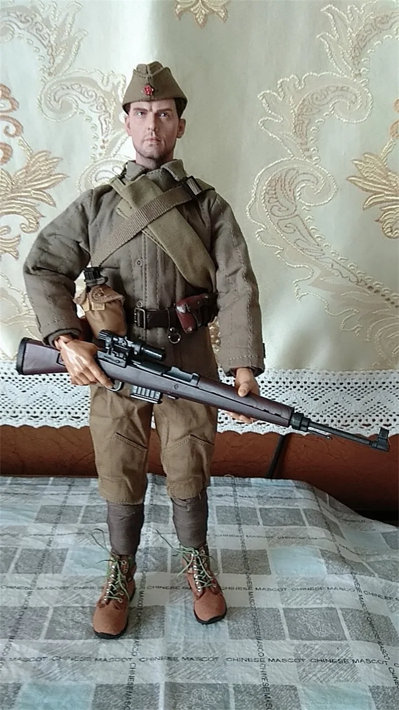 In Stock For Sale 1/6th World Series Soviet Sniper Vasily Male Head Sculpture For Usual 12inch Doll Action Figure