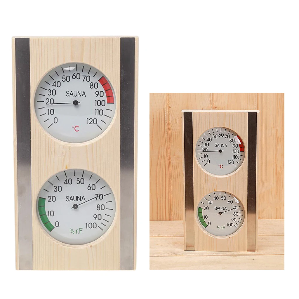 Sauna Thermometer&Hygrometer 2 in 1 Wood Hygrothermograph Sauna Room Accessories